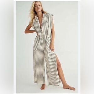 Free people beach town linen jumpsuit